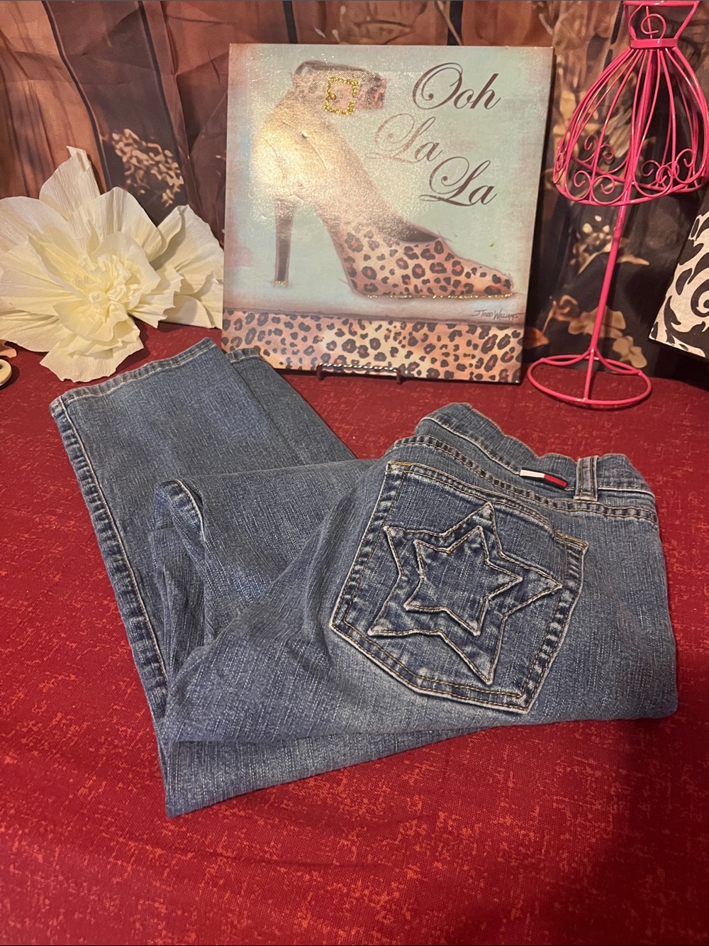 Tommy Hilfiger Blue Straight-Leg Jeans with Star Back Pocket